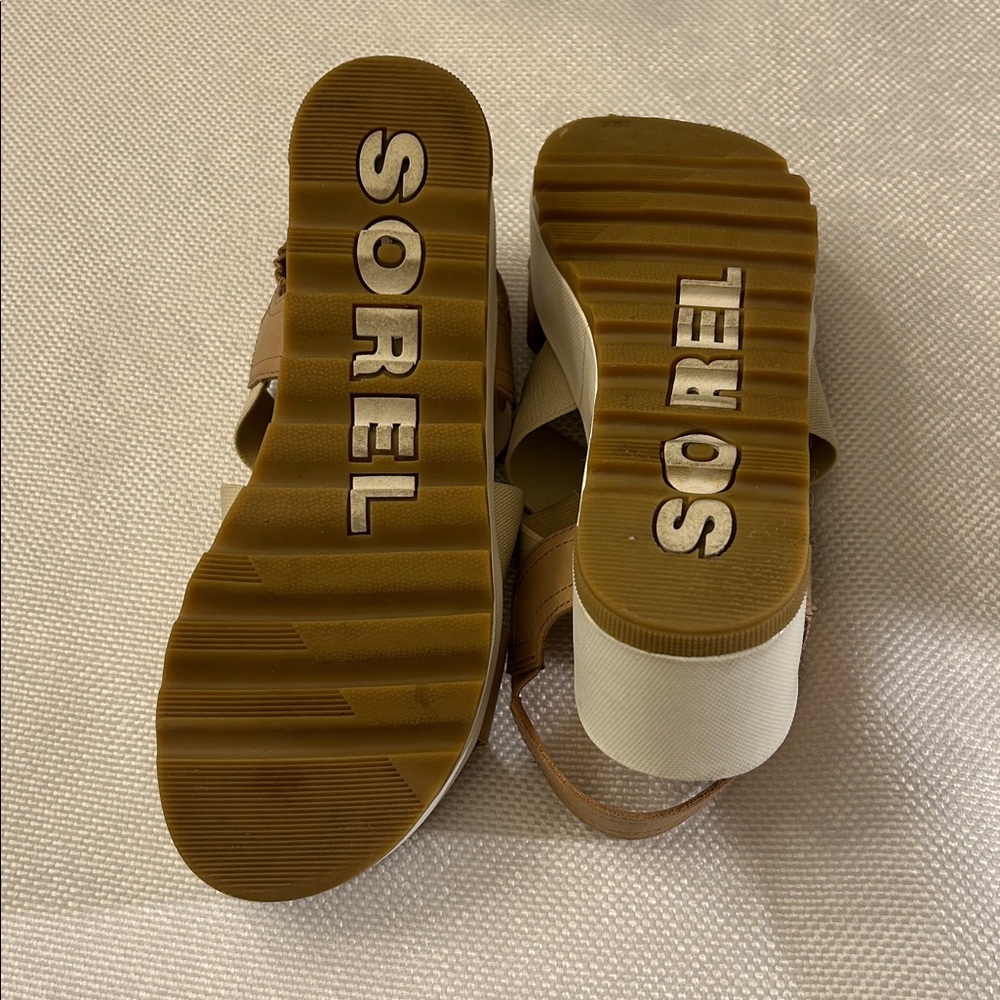 Sorel Tan and Cream Platform Sandals - Picture 3 of 6